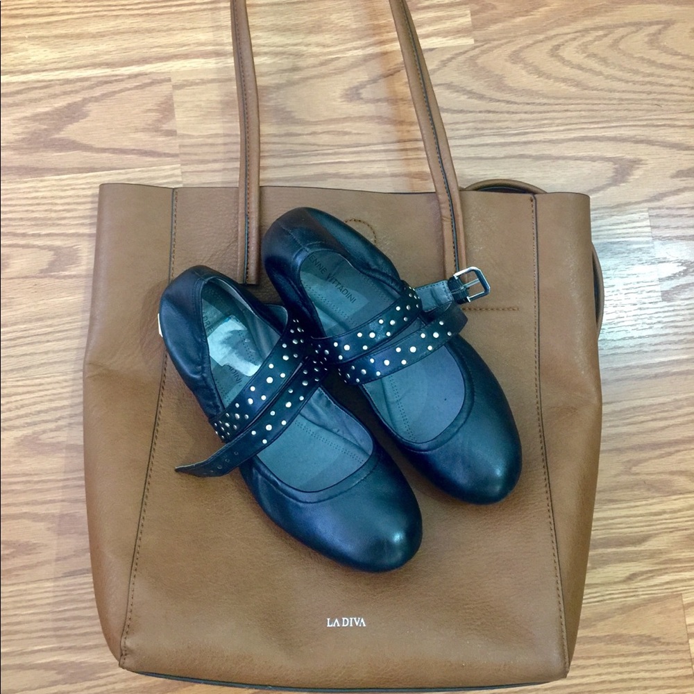 Black Ballet Flat Strap
